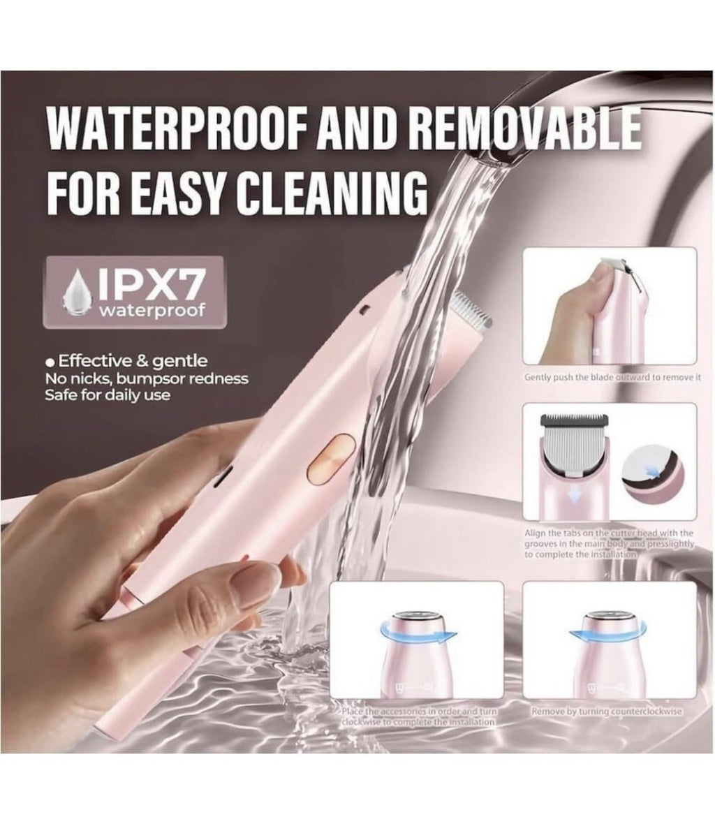 Dual Head Shaver 2 in 1 Women Electric Bikini Trimmer, IPX7 Waterproof Rechargeable Hair Razor for Body Face, Wet & Dry Use Hair Removal