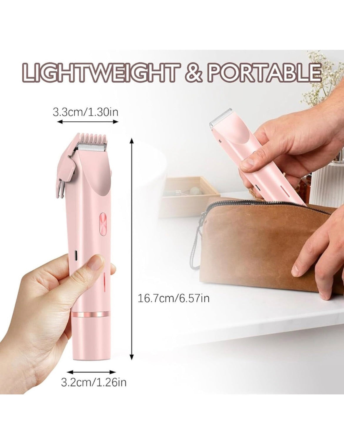 Dual Head Shaver 2 in 1 Women Electric Bikini Trimmer, IPX7 Waterproof Rechargeable Hair Razor for Body Face, Wet & Dry Use Hair Removal