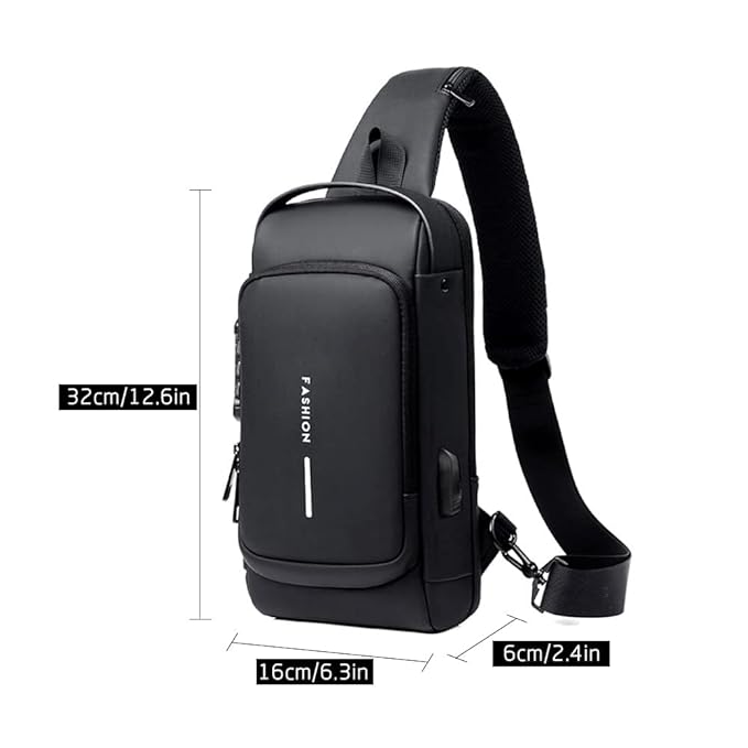 Anti Theft Sling Bag for Men & Women Black