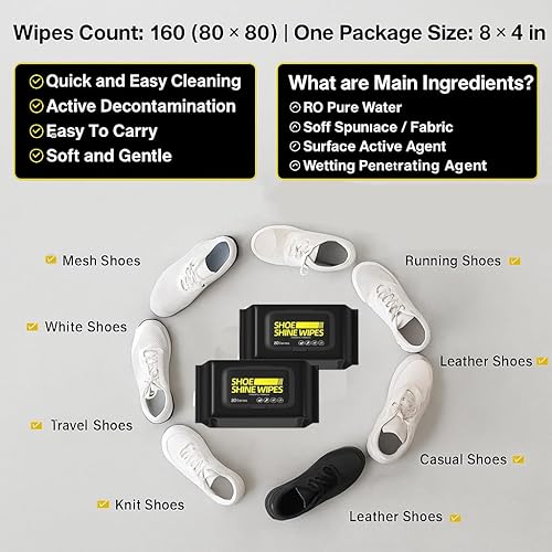 Shoe Cleaning Wipes - Pack of 2 (80+80 Wipes)