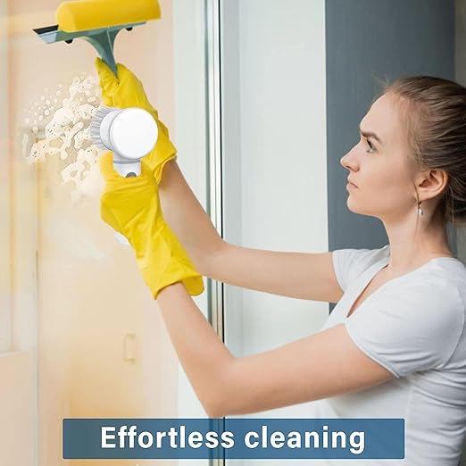 Multi-Functional Electric Cleaning Brush 5 in 1 Magic Power Scrubber Household Cleaning Tools Spin Scrubber with Buffer Polisher, for Bathroom, Shower, Tub, Kitchen Floor