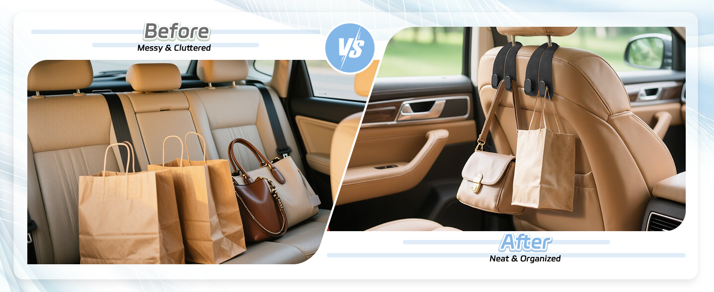 Car Headrest hook 2 in 1 (Four Hooks)